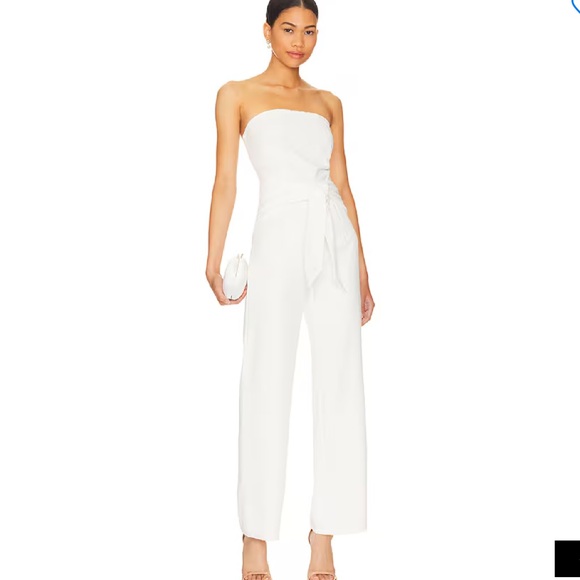 Superdown Jordan Tie Waist Jumpsuit in White, Size: S - Picture 2 of 7